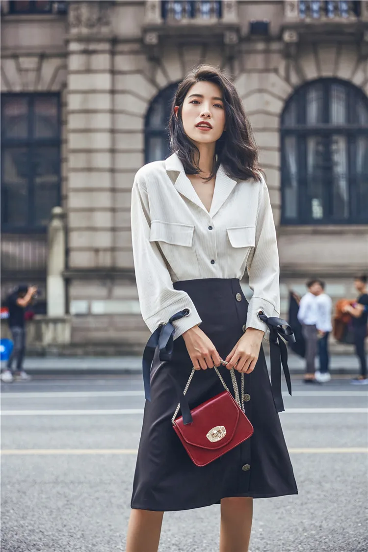 Colorfaith Новый 2018 Для женщин A Line Midi Skirt осень зима Vintag пуговицы Дамская мода юбка