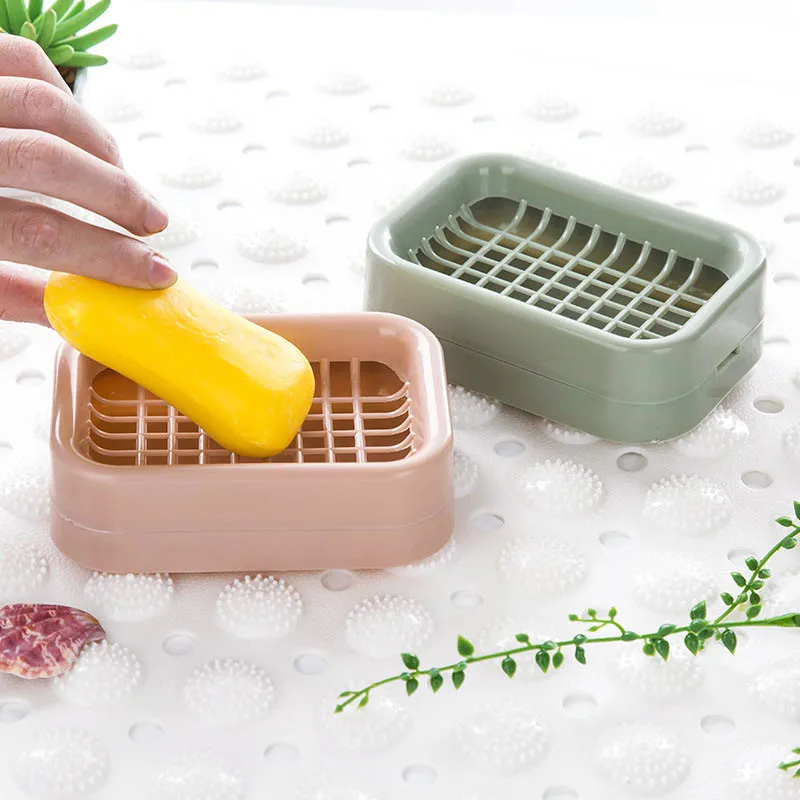 1 шт Двойная Слои мыльница Non slip Пластик дренажный инструмент мыла губка для