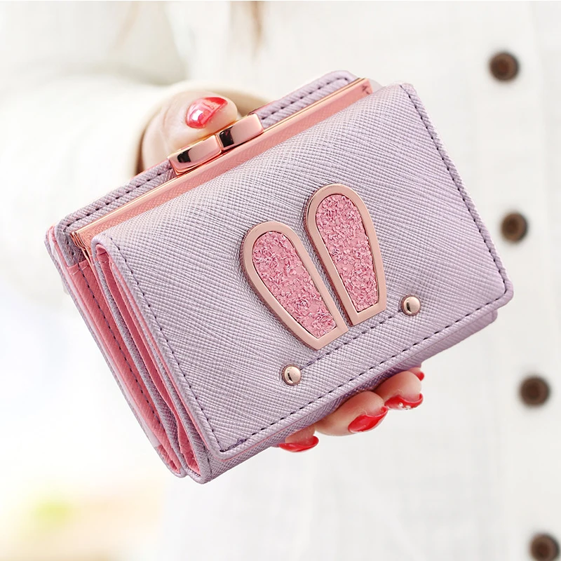 Новый женский кошелек с кроличьими ушками стильный короткий бумажник складная