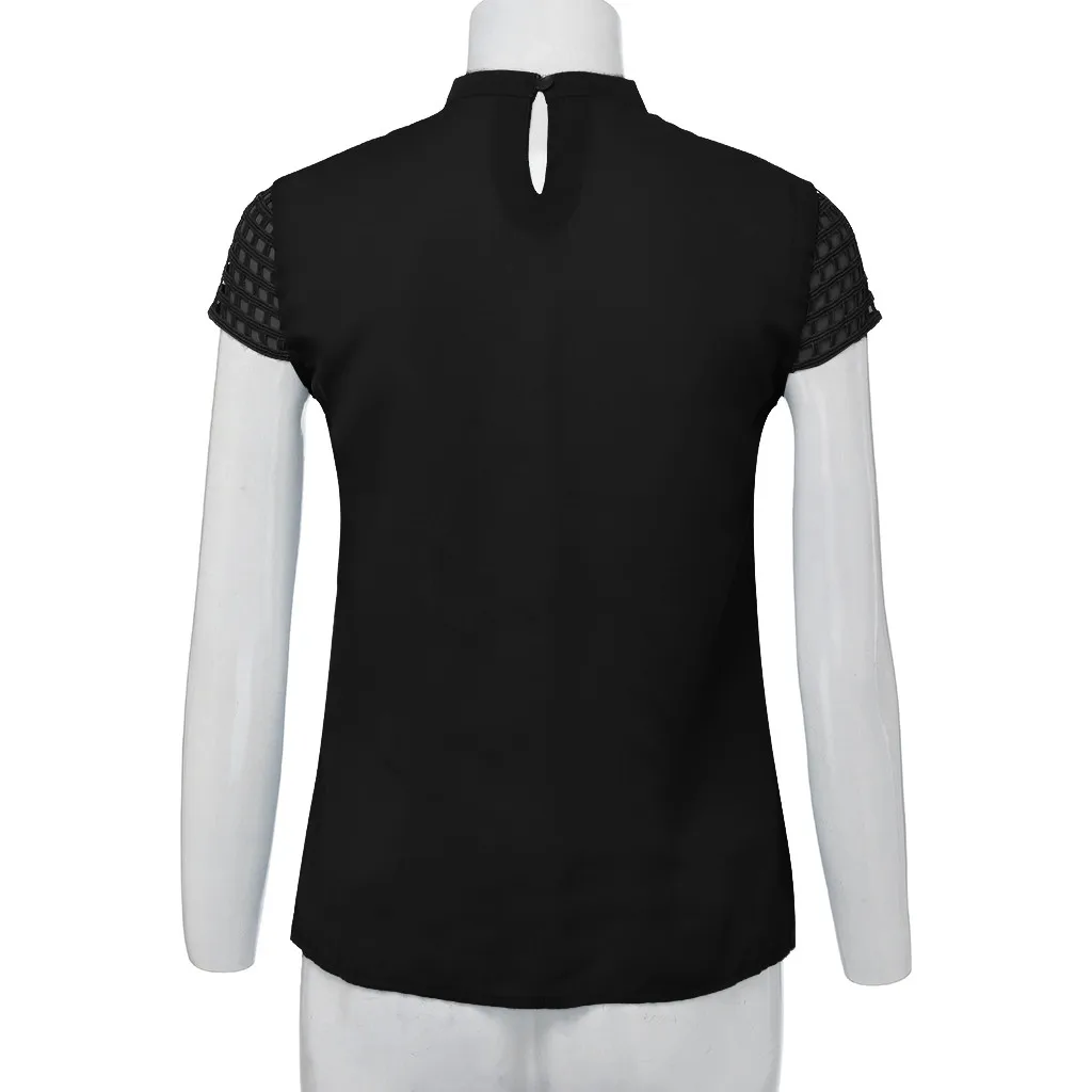 Женская офисная блузка с коротким рукавом базовая Повседневная Блузка v образным