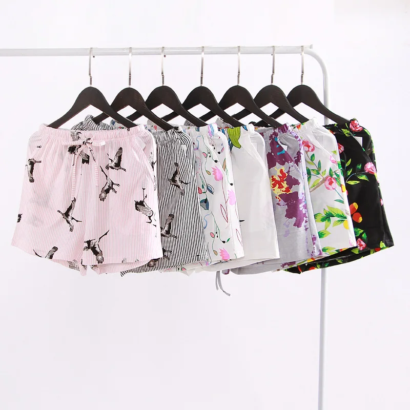 

2018 Summer New Ladies Shorts Fashion Casual Elegant Sleeping Pants 100% Cotton Gauze Large Size Home Pants Leisure Short Pants