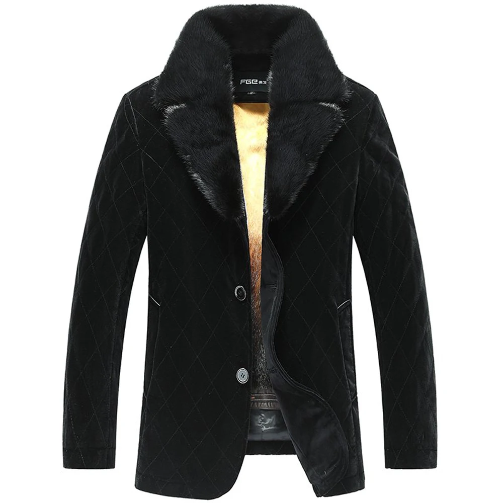 Мужское зимнее пальто из меха норки импортная шелковая бархатная оболочка