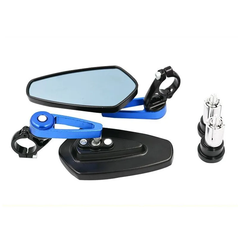 Blue lens Moto rcycle зеркало 7/" 22 мм moto руль торцевое зеркало заднего вида для Kawasaki Z125 pro Z650 Z750 Z800 Z900 Z1000 ER6N ER6 - Цвет: Blue lens