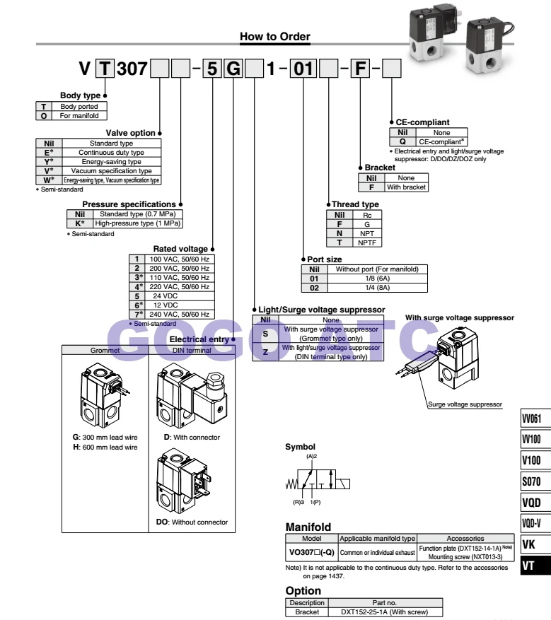 Электромагнитный клапан типа SMC Φ/4G/Φ/6G электромагнитный 24 в 01 диаметр
