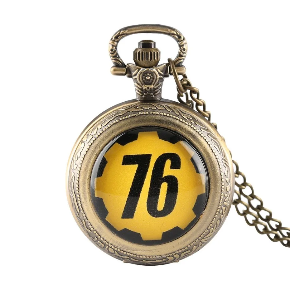 Модные унисекс тема FALLOUT 76 кварцевые карманные часы с Цепочки и ожерелья цепь Бронзовый часы кулон для детей с ретро уникальный подарок часы на цепочке - Цвет: P1489