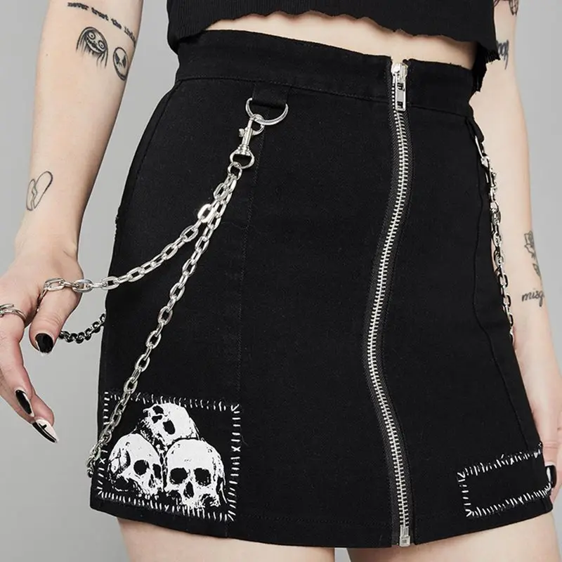Летние панковские сексуальные Клубные готические черные мини юбки в стиле хип