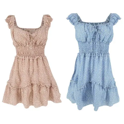 Летние пляжные Для женщин Boho Короткое мини платье 2019 Новое лето O шеи Цветочные