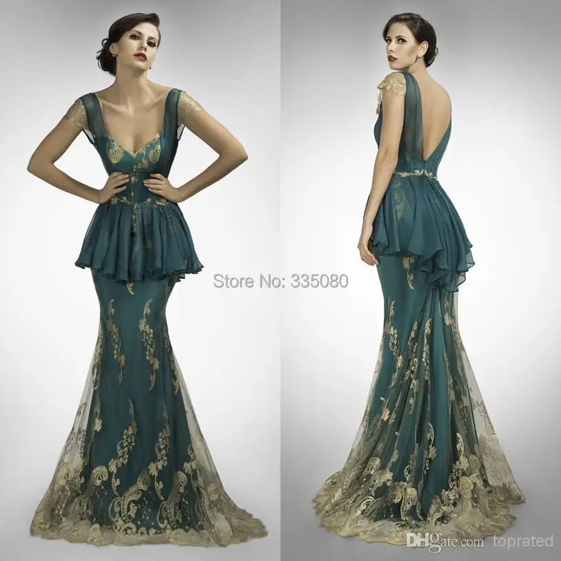 2015 новый горячая распродажа долго шифона с коротким рукавом кружева вечер