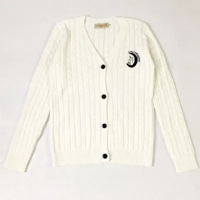 creamy-white Осенний Однотонный женский кардиган с вышитым котом Сейлор Мун, Свободный Повседневный вязаный школьный свитер с длинным рукавом с японским аниме - Цвет: creamy-white