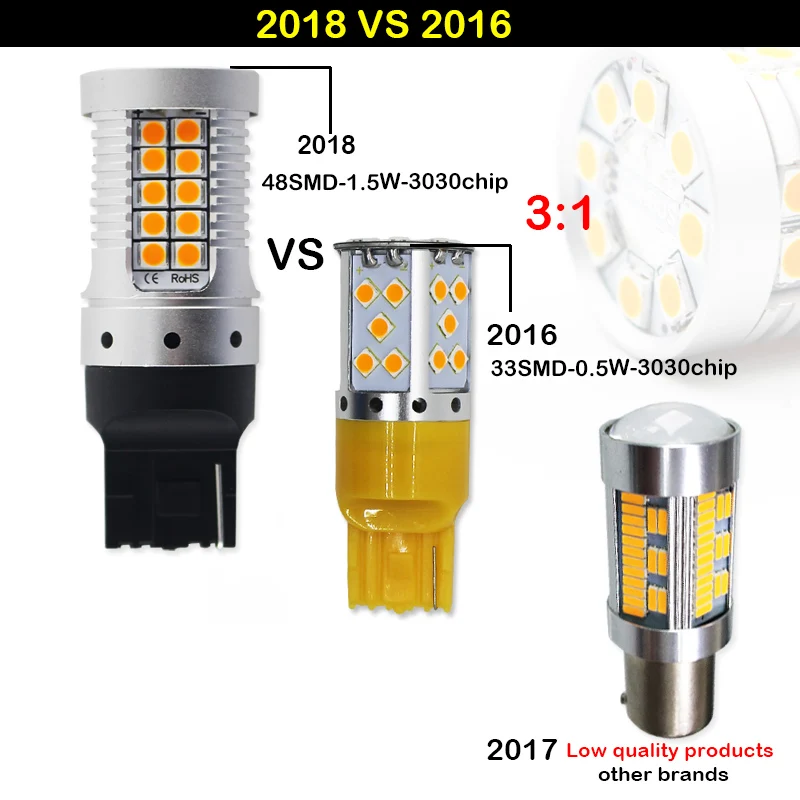 (4) Canbus No Hyper Flash Янтарный Желтый 7440 W21W WY21W T20 светодиодный Сменные лампы для авто