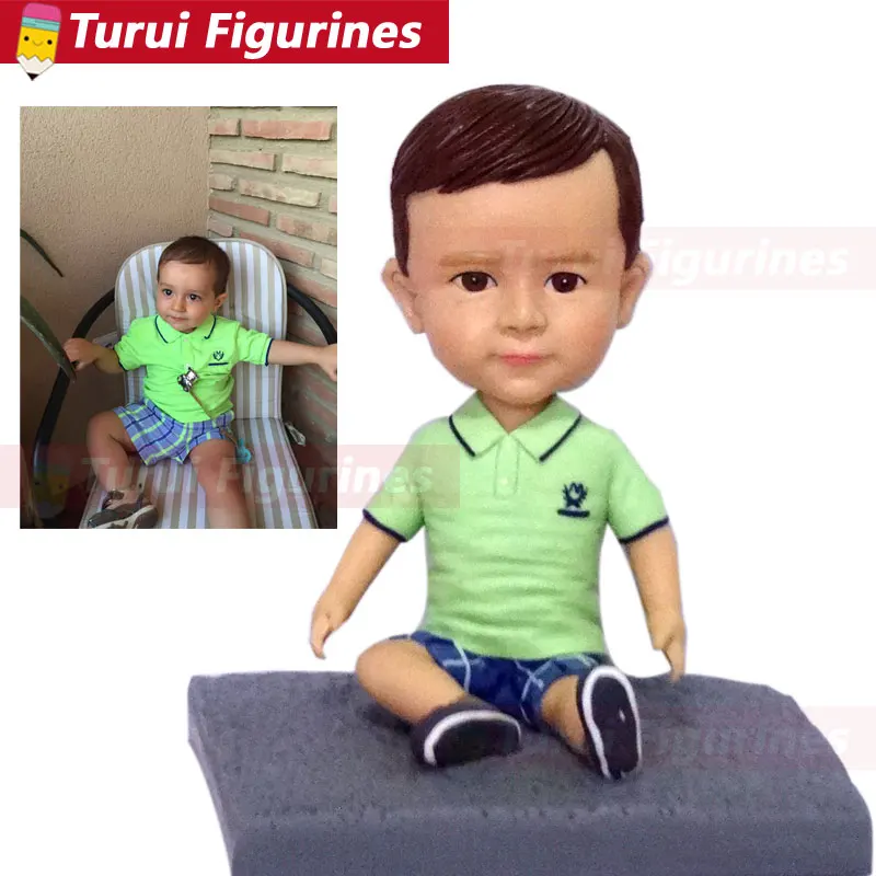 

personalized sculpture copied from photograph little boy baby dolls figurines from photos custom baby bobblehead figurines statu
