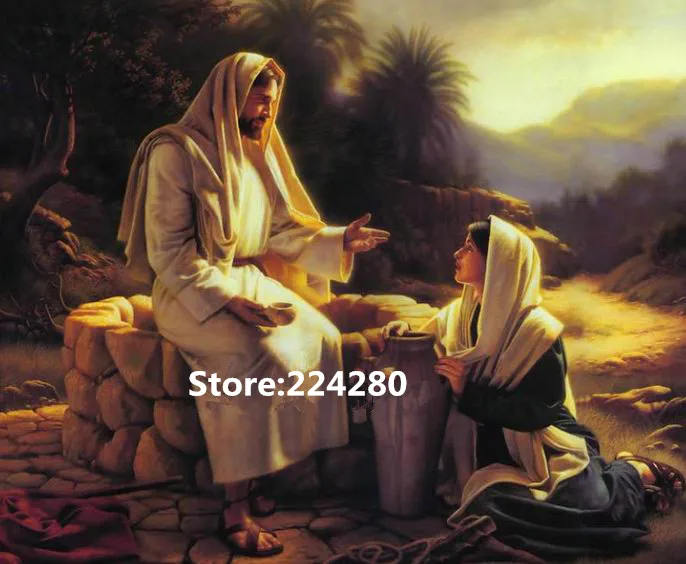 

Набор для вышивания крестом 14CT, вышивка, Иисус и женщина, художественный узор, счетный крест