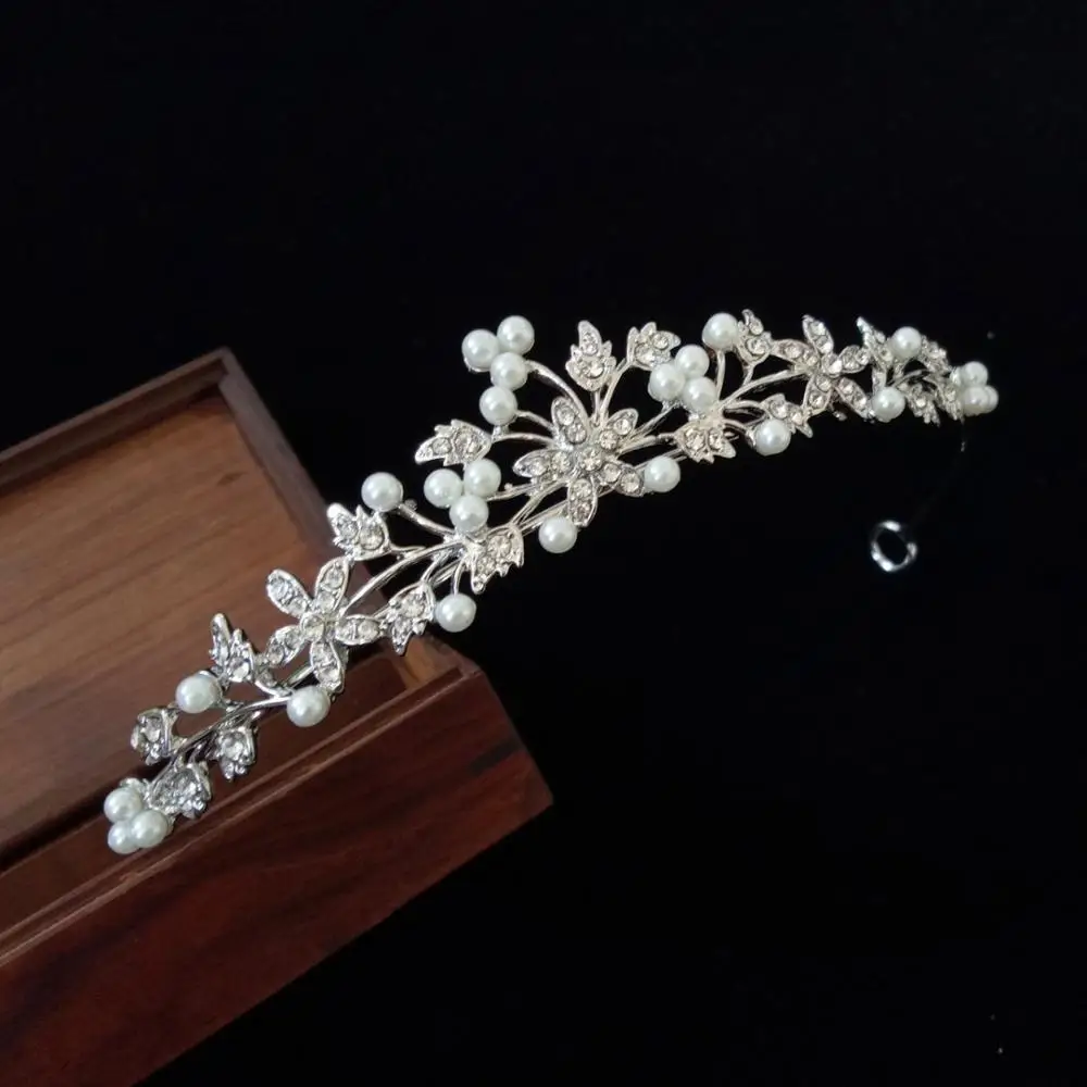 Style A White 3 вида конструкций, модная Хрустальная свадебная тиара, корона для женщин, диадема на выпускной вечер, украшения для волос, свадебные украшения для невесты, аксессуары для волос - Metal color: Style A White