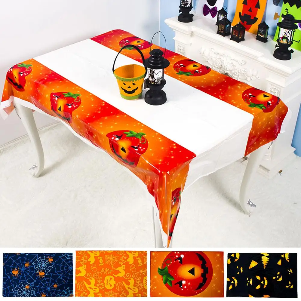 

Pumpkin Skull Rectangle Waterproof PVC Tablecloth Halloween Dining Table Decor