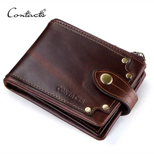 CONTACT'S Мужской кашелек  из натуральной кожи с застежкой молния имеются отделения для хранения денег телефона карточек 2019