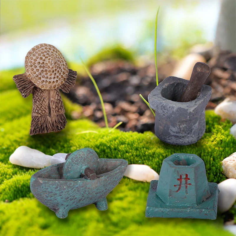 

1pcs Mini Natural Resin Multi Style Pastoral Small Ornaments Landscape Resin Craft DIY Material Home Desktop Garden Decoration