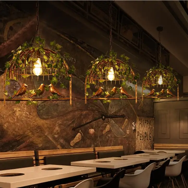 Винтажный подвесной светильник в виде птицы железный Американский индастриал