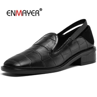 enmayer genuine leather square toe casual woman shoes low 1cm 3cm basic fashion shoes 2020 women shoes size 34 39 ly440