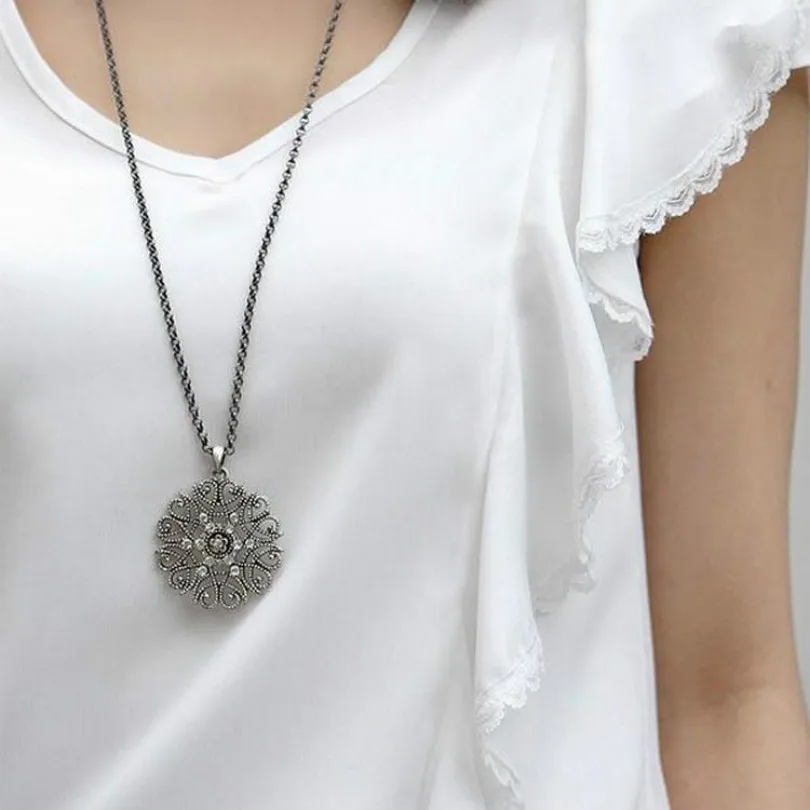 Корейская версия новых ювелирных изделий ретро ожерелье с кристаллами и цветами