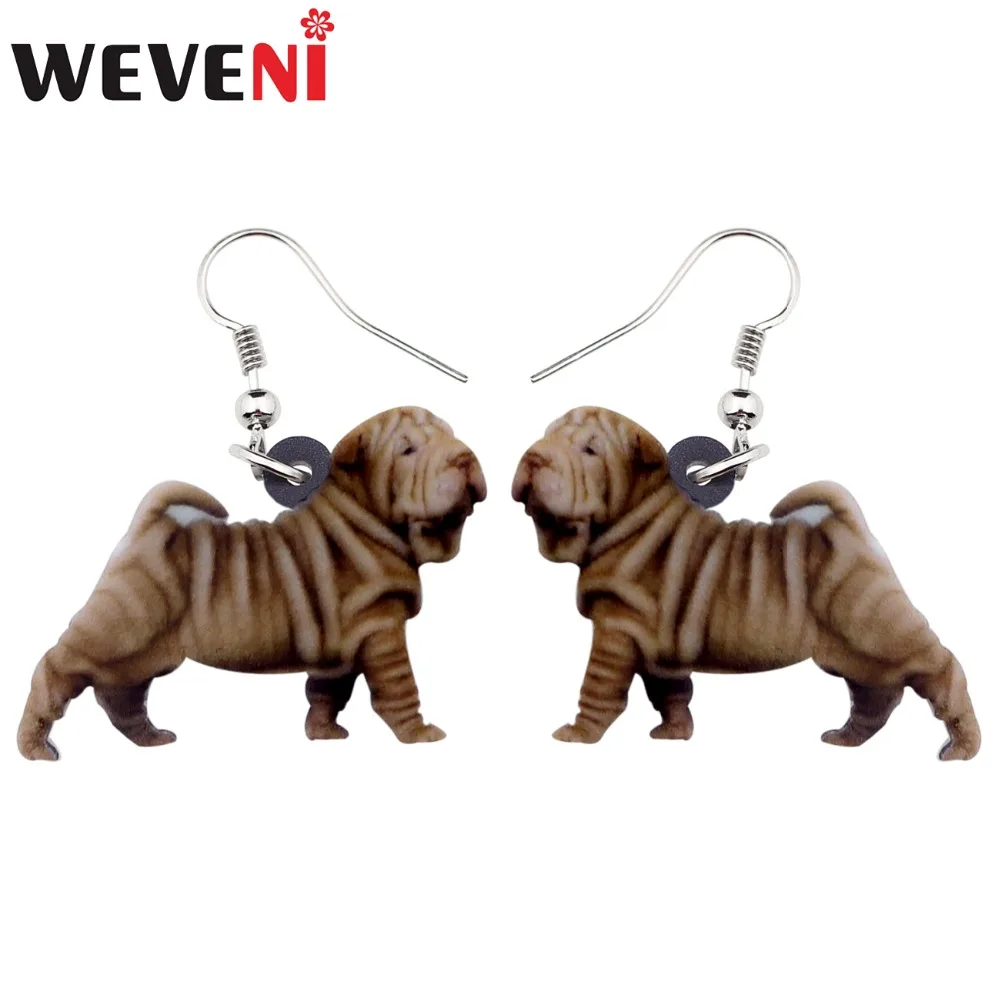 Забавные акриловые серьги WEVENI Shar Pei милые длинные висячие с собаками модные