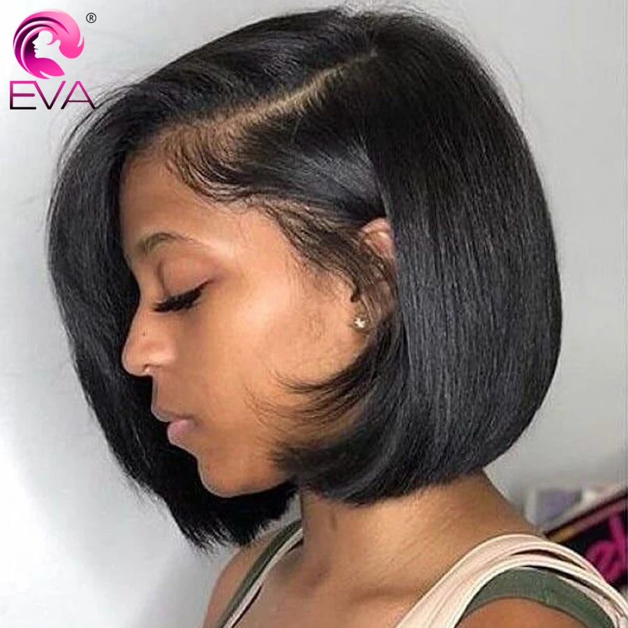 Eva Short Lace Front Human Hair Wigs Pre Plucked With Baby Hair Brazilian Straight Bob Lace Front Wigs For Black Women Remy Hair