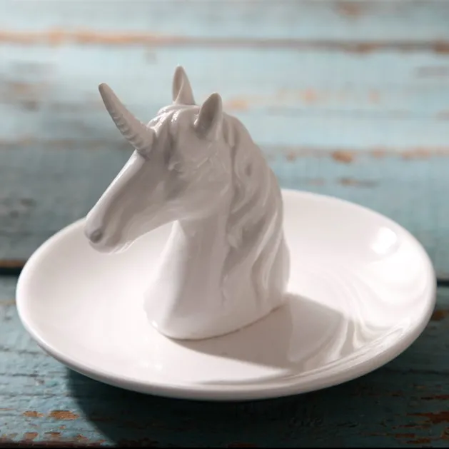 

13x9cm Nordic unicorn ceramic jewelry tray ring storage plate candy storage dish ornaments photo props home decoration office
