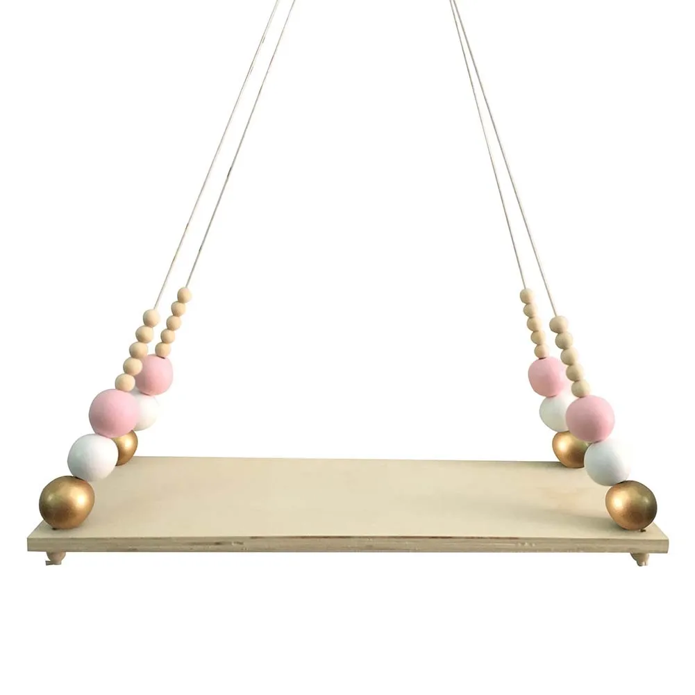 Golden White Pink POP товара! Домашняя настенная подвесная деревянная украшения Nordic Пазлы для детей подвесная полка для хранения вещей детская комната Домашний декор стен - Цвет: Golden White Pink