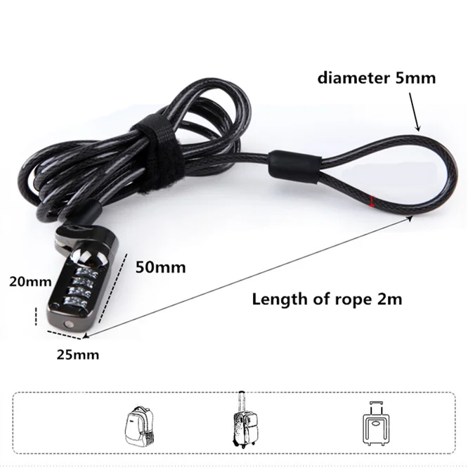 10 PCS HOT SALE 4 Digit Security Password Computer Lock Anti-theft Chain For Notebook PC Laptop lock | Обустройство дома