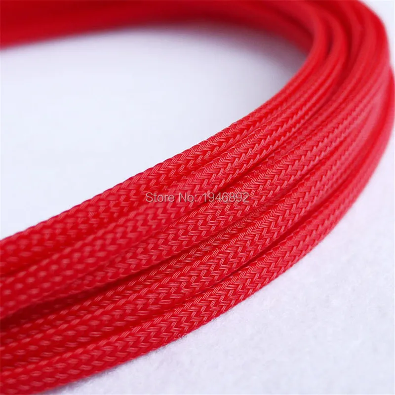 

Red - High quality 4mm Braided PET Expandable Sleeving High Density Sheathing Plaited Cable Sleeves