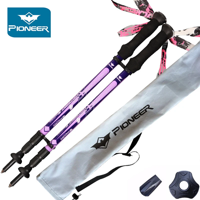 

2pcs Trekking Hiking Poles Ultralight Collapsible And Adjustable With Telescoping Shafts Perfect For Hiking Walking Backpacking