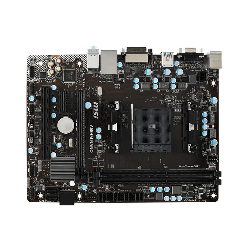 MSI A68HM NANO материнской FM2 + Поддержка двухканальной DDR3 Слоты VGA DVI-D SATA 6 ГБ/сек. USB 2 0 3