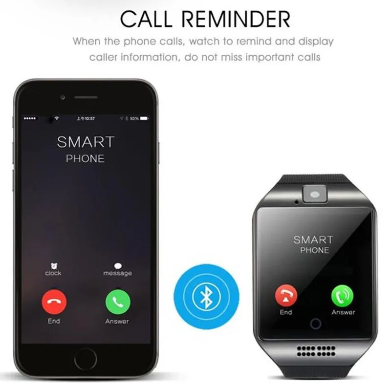 Смарт часы Q18 с слотом для sim карты Push сообщение Bluetooth подключение Android телефон
