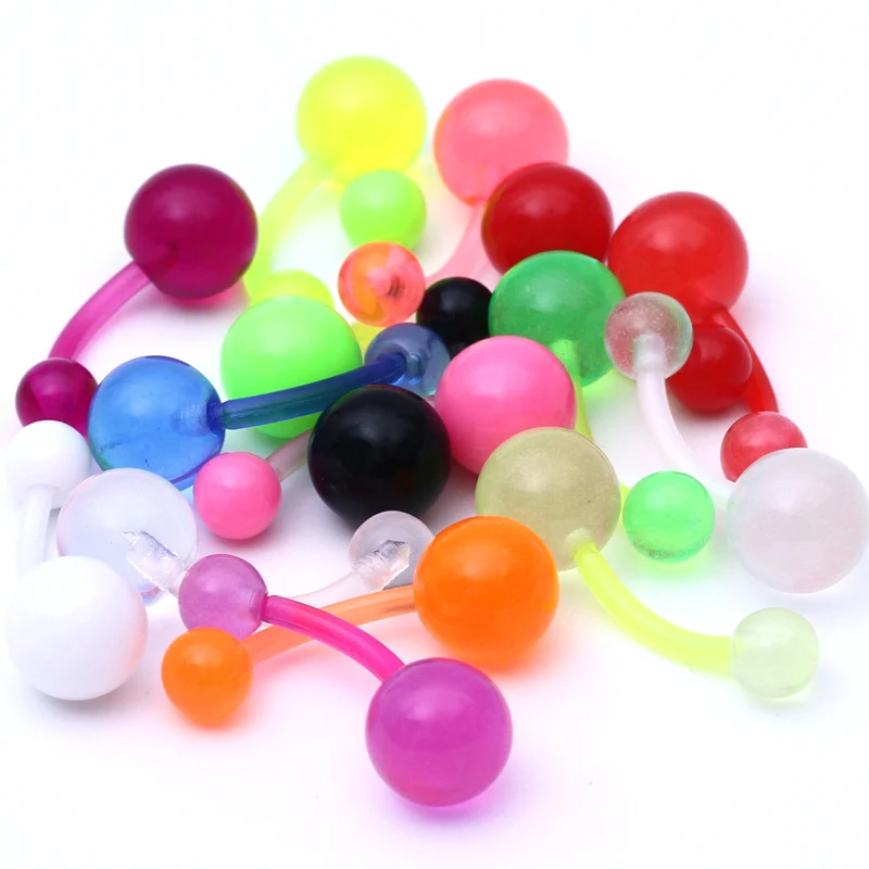 200 шт. оптовая продажа гибкие УФ акриловые пупка кольцо Смешанные цвета кольца