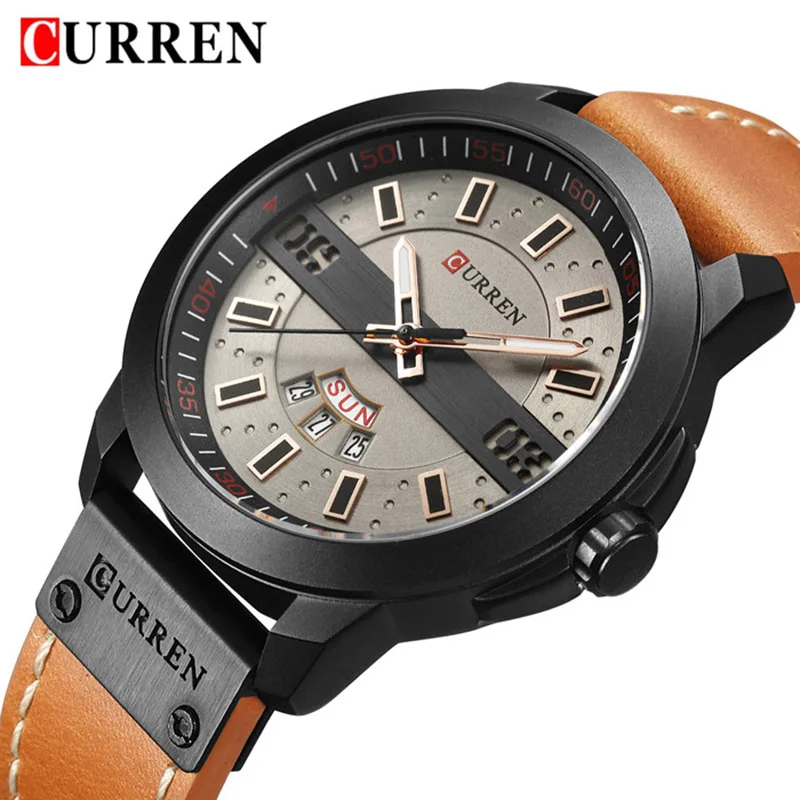 CURREN Mens Watches Waterproof Date Week Top Brand Luxury Leather Band Sport Business Military Male Clock Relogio Masculino 8286 | Наручные