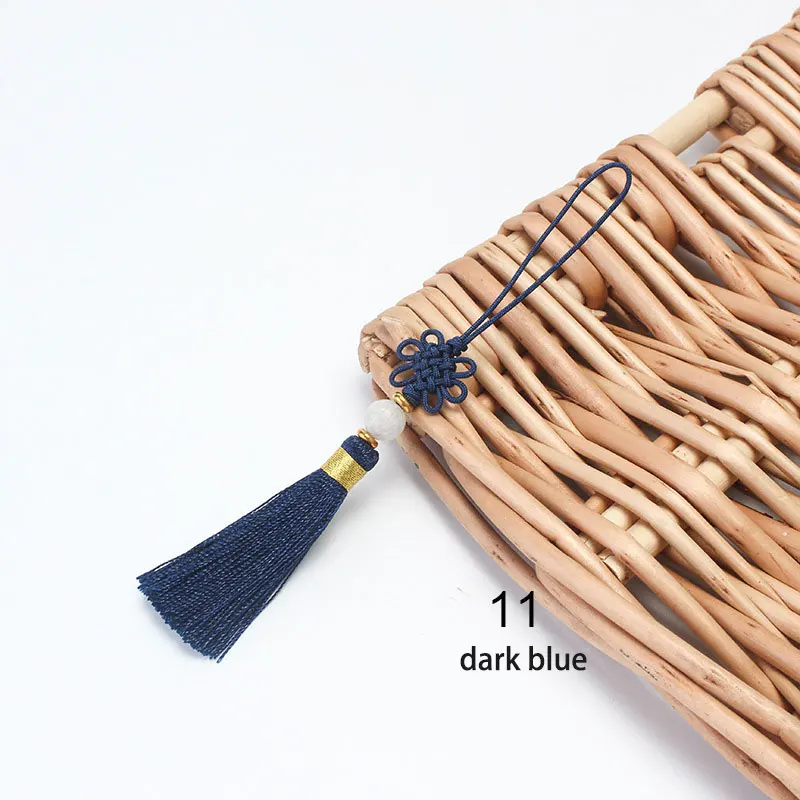 dark blue 2pcs 2 шт./лот нефритовые бусины кисточка китайский узел шелковые кисточки DIY ремесла подарок серьги для изготовления ювелирных изделий Аксессуары Одежда кулон Декор - Цвет: dark blue 2pcs