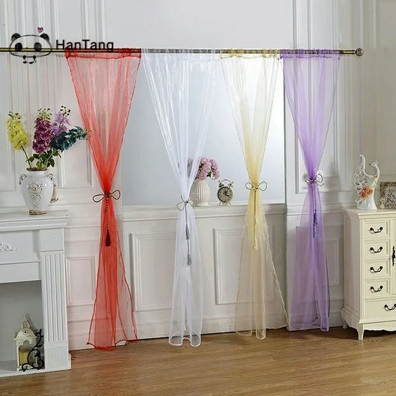 200/270cmx100cm Solid Voile Window Curtains Sheer Door Drape Transparent Tulle Panel For Home Decor Living Room Bedroom Kitchen | Дом и сад