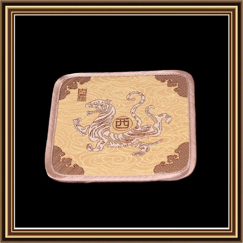 Decorative Unicorn Christmas 4 Cup Coasters Set Party Favors Chinese Silk Brocade Square Tea Coffee Coaster Monster Pad 4pcs/ | Дом и сад