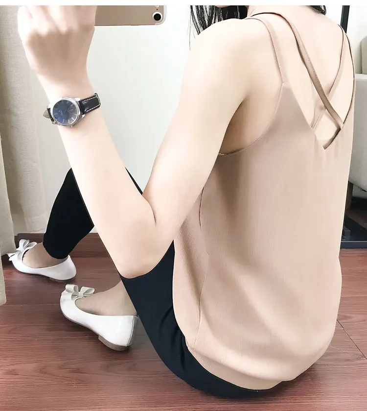 Летний шифоновый топ на бретелях женские сексуальные кружевные базовые блузы