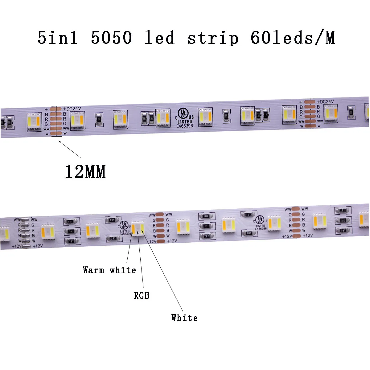 5 в 1 5 м 5050 5025 SMD Светодиодная лента RGBCCT RGB+ W+ WW(белый+ теплый белый) RGBCCT гибкий светодиодный светильник 5 м/300 светодиодный s 12 в 24 В для дома - Испускаемый цвет: 5in1 RGBCCT 12MM PCB