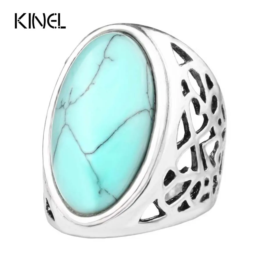 Уникальное большое овальное кольцо в богемном стиле серебряного цвета ювелирные