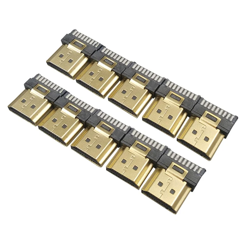 10 шт. HDMI 19Pin мужской золотой пластинчатый штекер Проволочный припой DIY соединительные приспособления