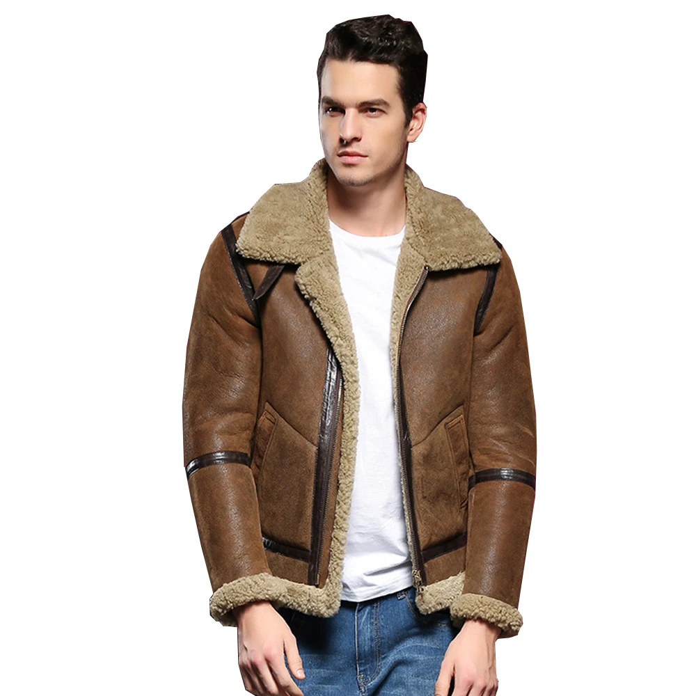 Гарантированное качество овчины пальто с мехом из натуральной кожи мужская