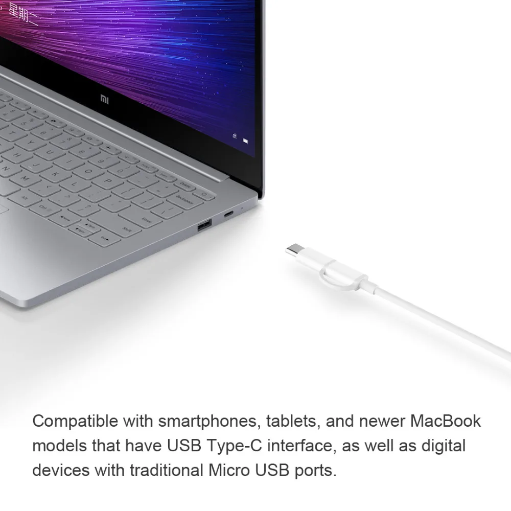 Оригинальный кабель ZMI 2 в 1 Micro USB Type-C для быстрой зарядки и синхронизации данных