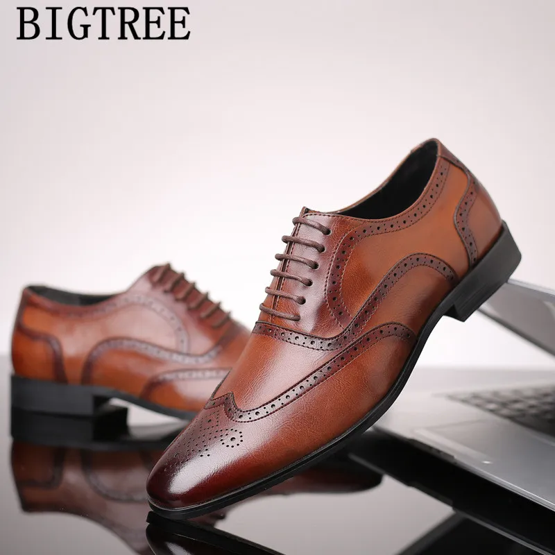 

Dress Shoes Men Business Formal Shoes Men Leather Party Office Brogue Shoes Men Zapatos Oxford Sapato Social Masculino Couro