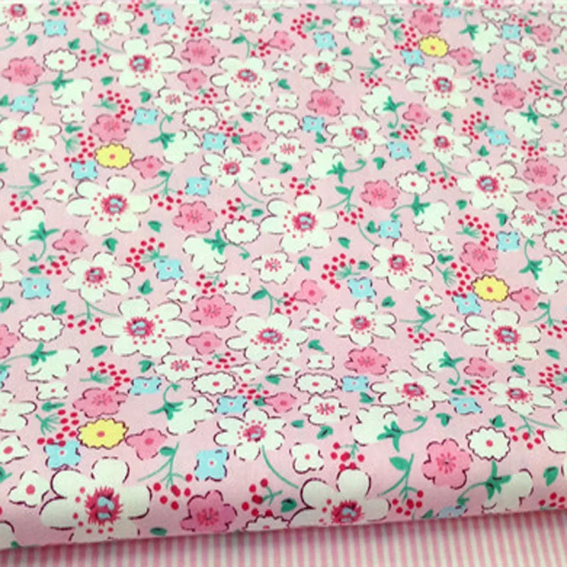 Pretty 50x160cm All-over Pink &amp Geen White Plum blossom Flower Printed Cotton Fabric Floral For DIY sewing Doll Cloth bed | Дом и сад
