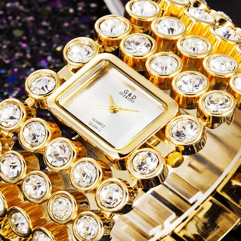 Женские наручные часы модные кварцевые с кристаллом из стали