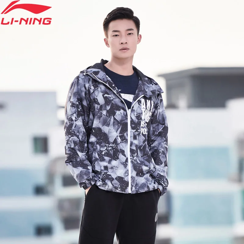 Мужская куртка с капюшоном Li Ning Классическая дышащая спортивная из 100% полиэстера