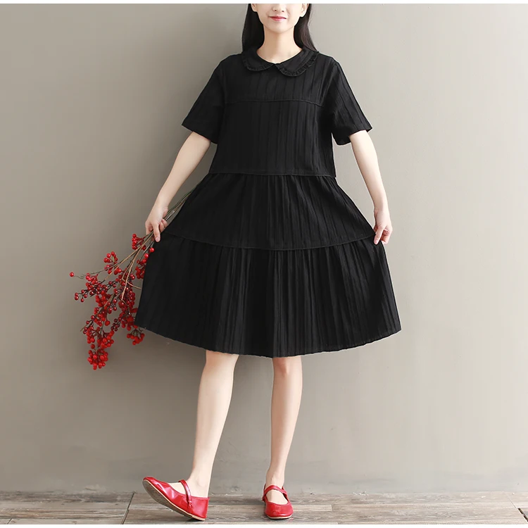 

2019 new design summer elegant vintage dress plus size pleated dress for women