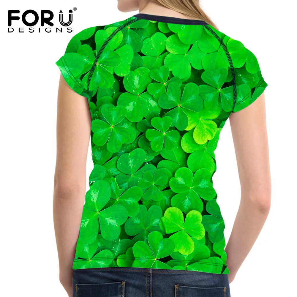 Футболка женская с круглым вырезом и принтом клевера|top tees|women t shirtt-shirt women |