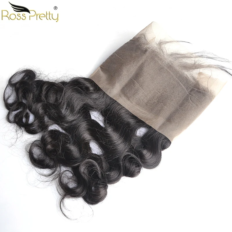 Ross Pretty Remy Brazilian Hair Pre Plucked 360 Lace Frontal Body Wave Natural Black Front Baby Closure | Шиньоны и парики